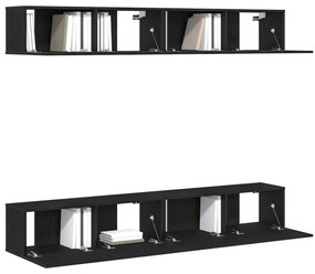 Set di mobili per tv a parete in 4 pezzi di  in legno ingegnerizzato nero rovere