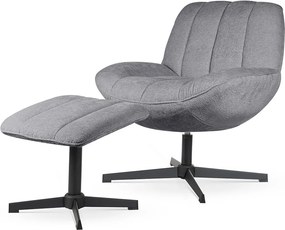 Poltrona girevole Luna con poggiapiedi grigio – 71x81x81 cm