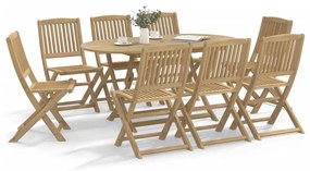 Set da pranzo da giardino 9 pz legno massello di acacia