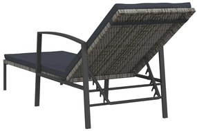 Lettini Prendisole 2 pz con Tavolo in Polyrattan Grigio