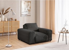 Poltrona grigio scuro con rivestimento in velluto a coste Justin – Ropez