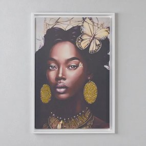 Quadro su tela con cornice moderno 67x97 cm con ritratto di donna africana