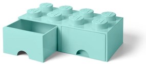 Scatola portaoggetti verde menta con due cassetti - LEGO®