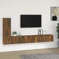 Set Mobili Porta TV 3 pz Rovere Fumo in Legno Multistrato 3114323