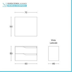 Set mobili bagno sospesi 60cm in legno mdf bianco e quercia Sumya