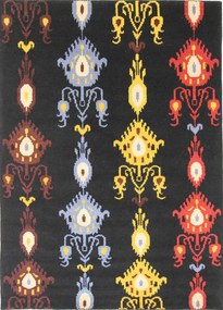 Teppich Tappeto 170 x 240 Nero (Indian) Annodato A Mano