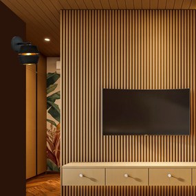 Applique Contemporanea 1 Luce Bellerofonte In Metallo Nero E Oro