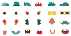 Magneti in legno - Teste divertenti - 24 pz