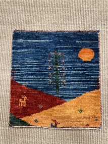 Gabbeh Tappeto 40x40 Blu (Iran) Annodato A Mano