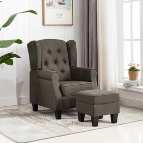 Poltrona Con Poggiapiedi Grigio Tortora İn Tessuto /