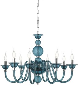 Lampada a sospensione D87 cm TEBE a 8 luci in vetro lavorato a mano OTTANIO