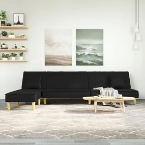 Divano Letto A L Nero 255x140x70 Cm İn Tessuto /