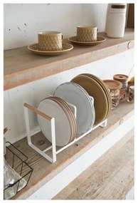 Portapiatti bianco con dettaglio in faggio Tosca - YAMAZAKI