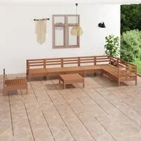 Set Salotto da Giardino 9 pz in Legno Massello di Pino Miele 3083052