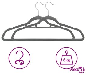 vidaXL Set Appendiabiti 100 pz Antiscivolo Grigio in Velluto