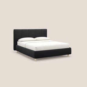 Laura letto imbottito contenitore e sfoderabile in microfibra velluto impermeabile T09 antracite