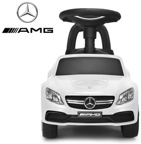 Costway Macchinina giocattolo per bambini, Mercedes Benz con clacson musica scompartimento sotto il sedile Bianco