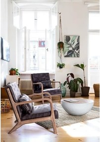 Tavolino Basso Tondo 90 Cm In Acciaio Piano In Legno Lancaster Bianco Bizzotto