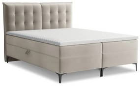 Letto boxspring grigio tortora con contenitore 140x200 cm Mikana – Makamii
