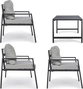 Salotto da esterno in alluminio 4 posti Antracite Bizzotto Lorillard New