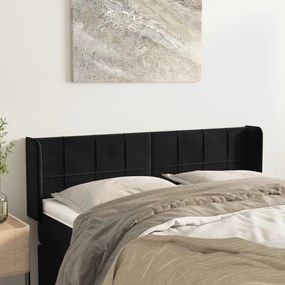 Testiera Ad Orecchio Nera 147x16x78/88 Cm İn Velluto /