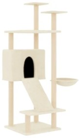 Albero per Gatti con Tiragraffi in Sisal Crema 153 cm