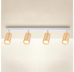 Brilagi - Faretto SELE 4xGU10/30W/230V bianco/decorazioni in rovere