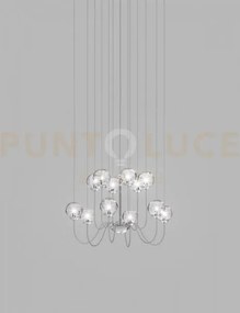 Puppet sospensione 12p cristallo trasparente cromo lucido 12 luci a...