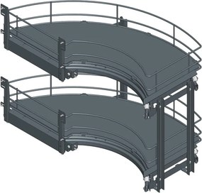 Cesto portaoggetti per mobile ad angolo estraibile anta dx in acciaio antracite L 90 x H 73.5 x P 39 cm