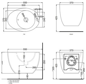 Cielo Le Giare Bidet sospeso monoforo completo di fissaggio in ceramica lavagna