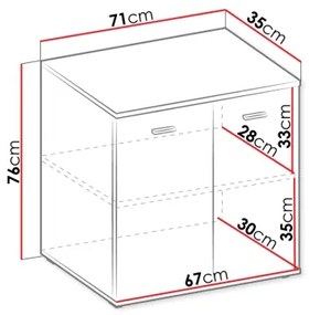 Armadietto MIKE 76x71 cm bianco