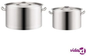 vidaXL Set di Pentole 2 pz 58/32 L in Acciaio Inossidabile