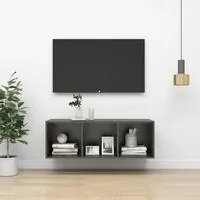 Armadietto da Parete per TV Grigio 37x37x107 cm in Truciolato 805482