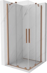 Mexen Velar Duo cabina doccia scorrevole 90 x 90 cm, trasparente, rame spazzolato - 871-090-090-02-65
