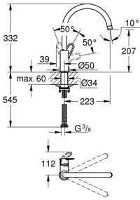 GROHE 31555001 - Miscelatore per lavello START FLOW 332 mm, cromo lucido