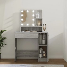 Toeletta Con Led Grigio Sonoma 86,5x35x136 Cm /