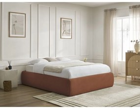 Letto matrimoniale imbottito arancione con contenitore/senza testiera con rete inclusa 180x200 cm Inera – Bobochic Paris
