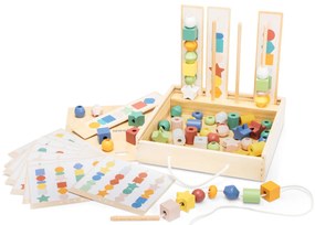 Gioco di smistamento con perline in legno