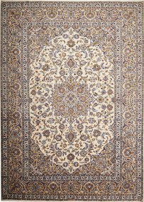 Kashan Tappeto 360x260 Beige (Iran) Annodato A Mano