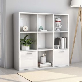 Libreria Bianco Lucido 98x30x98 cm in Legno Multistrato