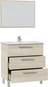Mobile Bagno 80 Cm 3 Cassetti Con Lavabo E Specchio Athena Rovere