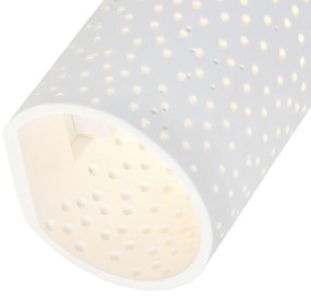 Lampada da parete vintage in gesso bianco a forma di cilindro - Mahou