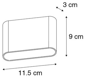 Lampada da parete esterna moderna nera 11,5 cm con LED IP65 - Batt