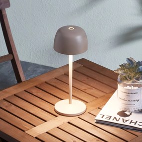 Lindby Lampada da tavolo LED a batteria Arietty, beige, dimmerabile, IP54