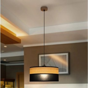 Lampadario a cavo ALBA 1xE27/15W/230V Ø 45 cm nero/marrone