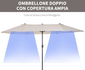 Ombrellone da Giardino 4,6x2,7 m Palo Ø48 mm Doppio Tetto Beige...
