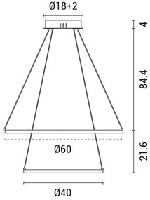 Lampadario LED a sospensione con filo LED/37W/230V 3000K nero