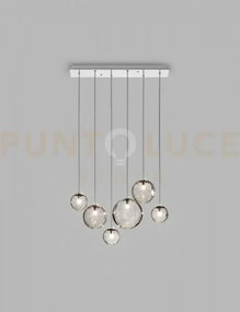 Puppet sospensione l6 fume' trasparente cromo lucido 6 luci attacco g9