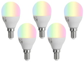 Set di 5 Lampadine LED Smart E14 G45 Opale RGBW 4.9W 470lm 2700-6500K