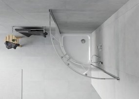 Mexen Rio cabina doccia semicircolare 90 x 90 cm, fasce bianche, cromo + piatto doccia Flat, bianco - 863-090-090-01-20-4110